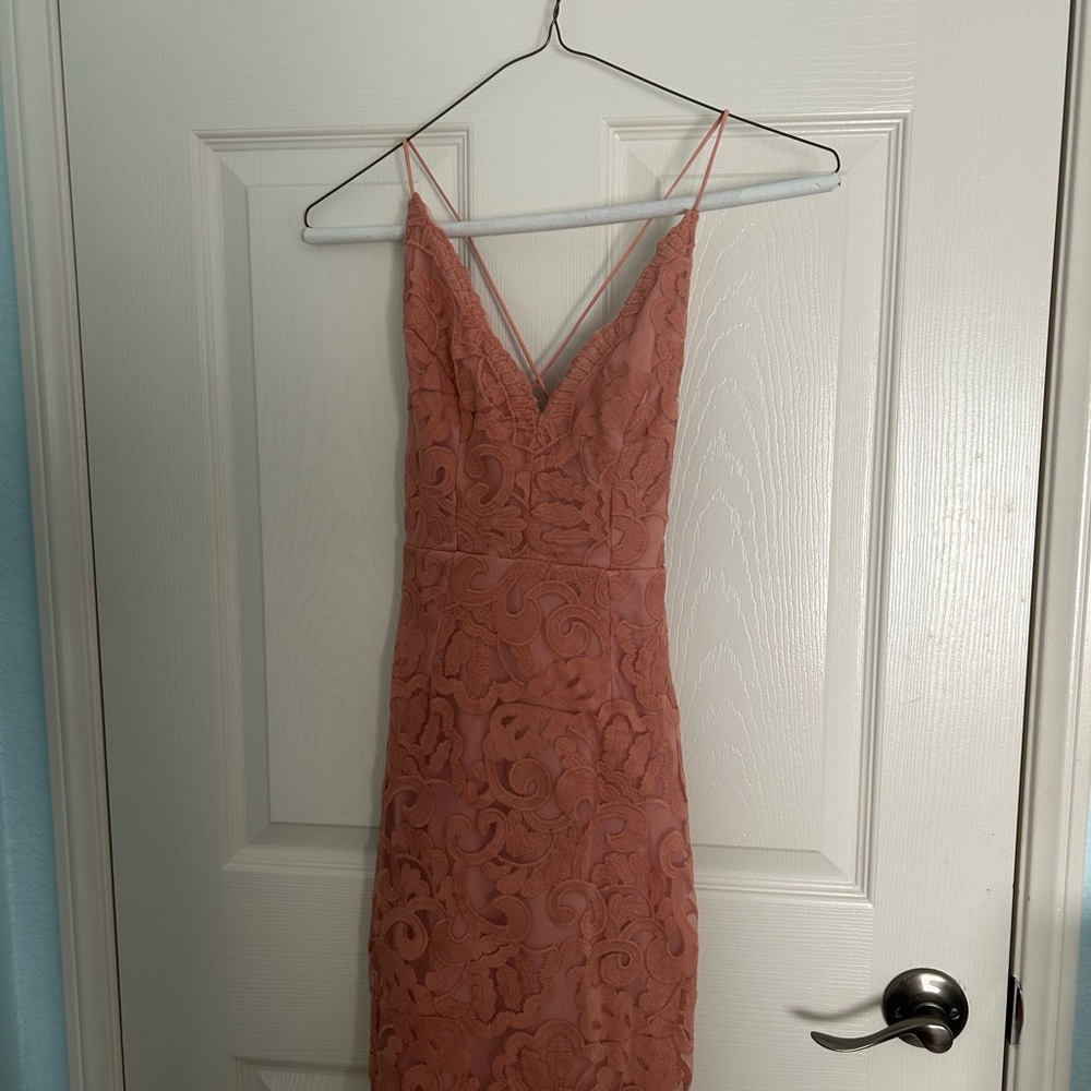 Elegant Lace Dress in Coral
